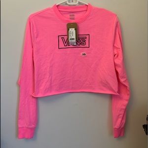 VANS neon pink long sleeve with black logo NWT